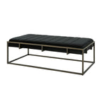 Upholstered Velvet Ottoman Bench with Brass Finish, Black - Grand Goldman Shop