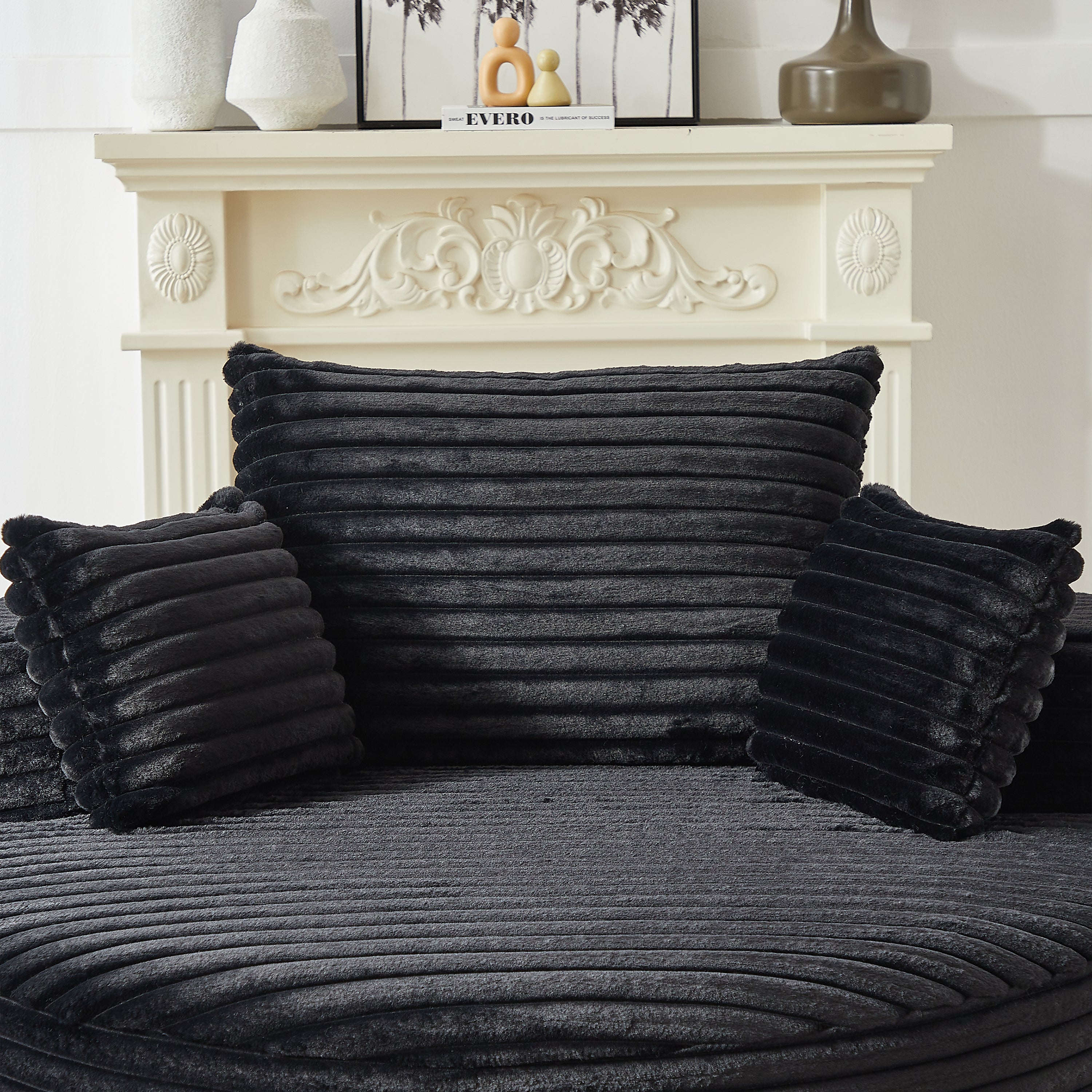 55'L Corduroy Sponge single sofa,No Assembly Required,Fluffy Modern Sleeper Chair for Living room, Bedroom, Lounge and Projection Room(Not a swivel chair.) - Grand Goldman Shop
