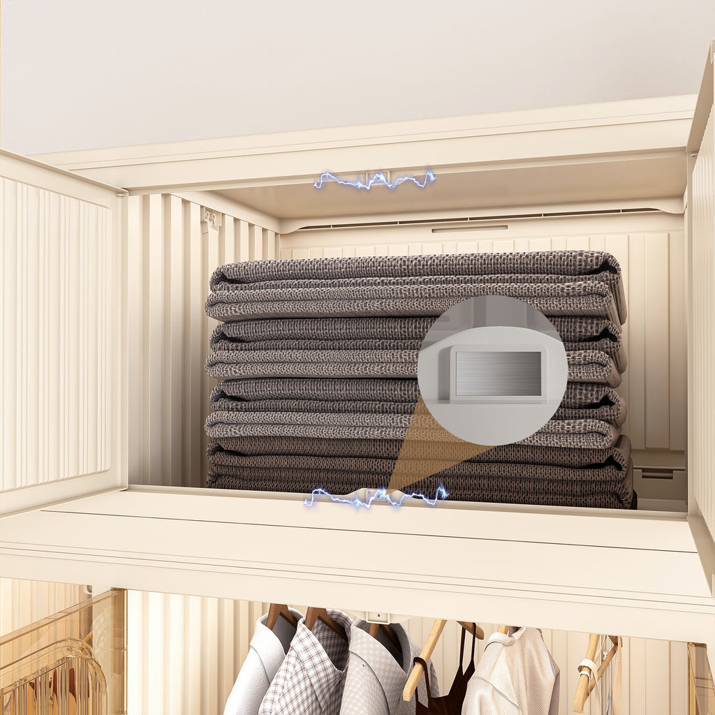 Portable Wardrobe Closet Storage Organizer for Clothes,Clothes Dresser,12 Magnetic Doors-12 Cubes & 1 Hanging Rod,6 pcs hangers , Baby Wardrobe Storage Cabinet,White - Grand Goldman Shop