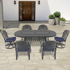 7-Piece All-Weather Cast Aluminum Dining Set, Include 2 Swivel Chairs,4 Dining Chairs and Oval Table With Black Frame (same sku:W1710S00392 , W1710S00599)