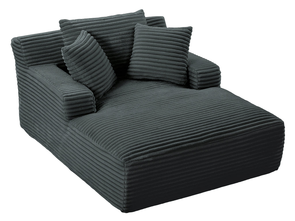 Oversized Chaise Lounge Chair Indoor, Corduroy Upholstered Modern Sofa Couch,No Assembly Required,Comfy Sleeper Sofa for Living Room,Office - Grand Goldman Shop