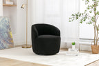 Teddy Fabric Swivel Accent Armchair Barrel Chair With Black Powder Coating Metal Ring,Black - Grand Goldman Shop