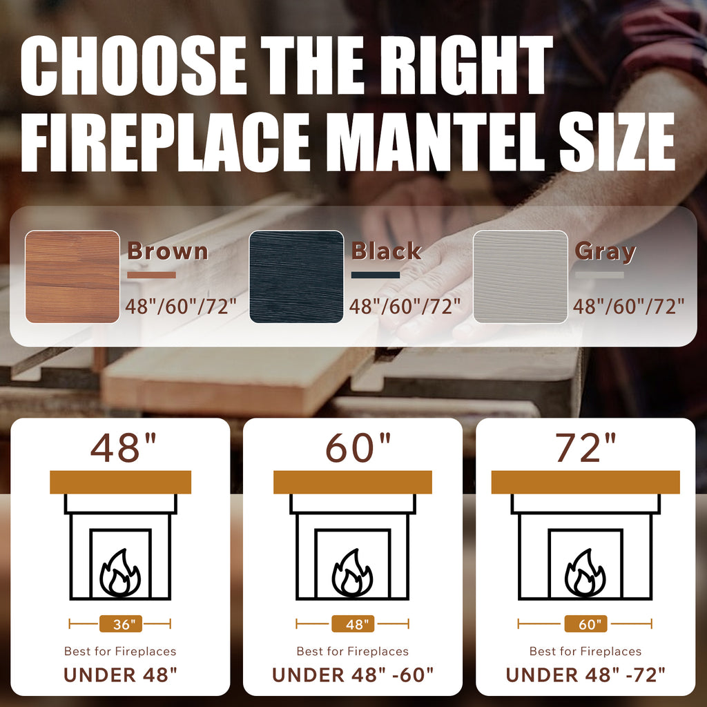 60' Rustic Wood Fireplace Mantel,Wall-Mounted & Floating Shelf for Home Decor - Grand Goldman Shop