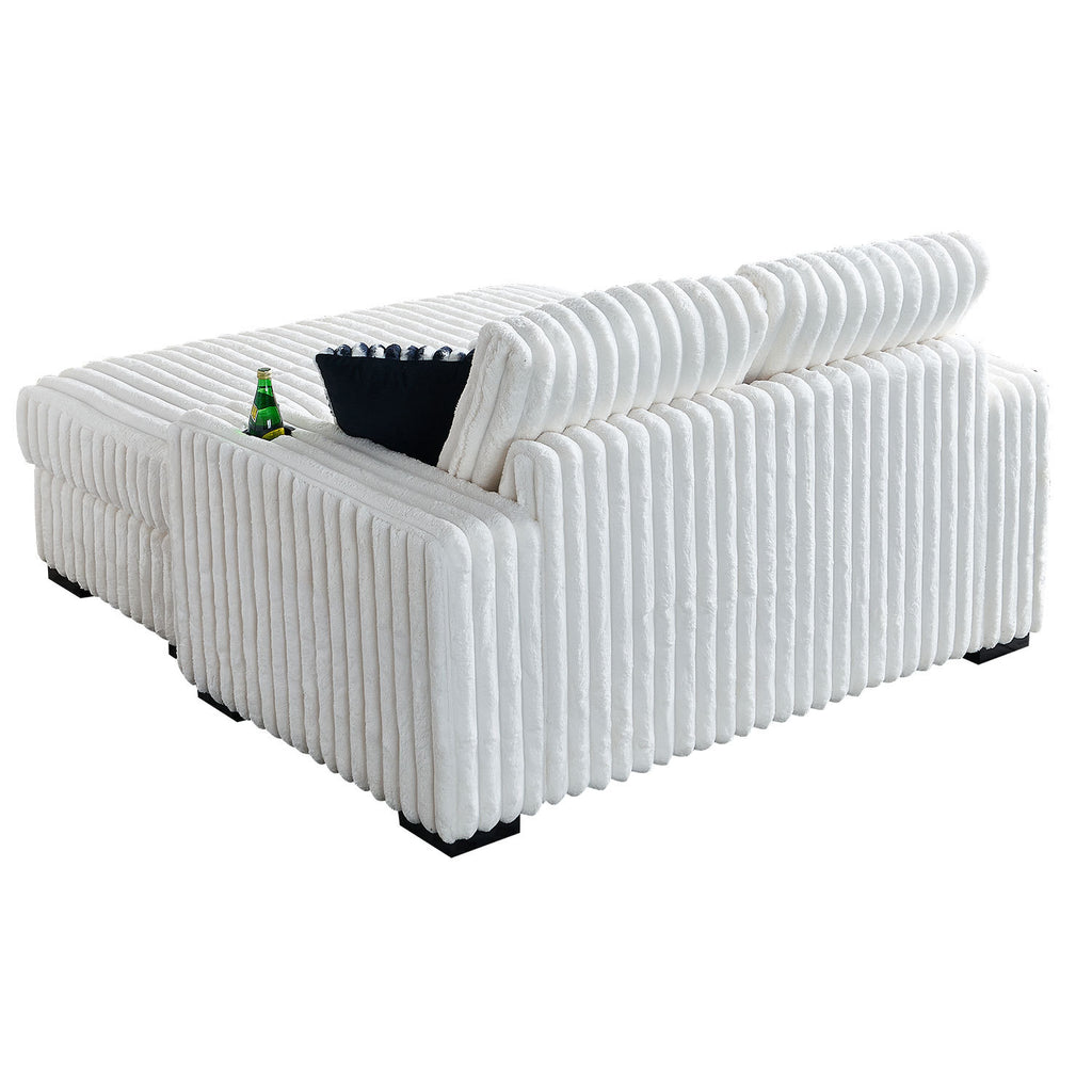 61.42Inch Square Arm Loveseat With Ottoman, 2PCS Back Cushions and 4PCS Toss Pillows, Cup Holder,Bluetooth Speaker,Wireless Charger,USB Ports for Living Room and Bedroom,Beige - Grand Goldman Shop