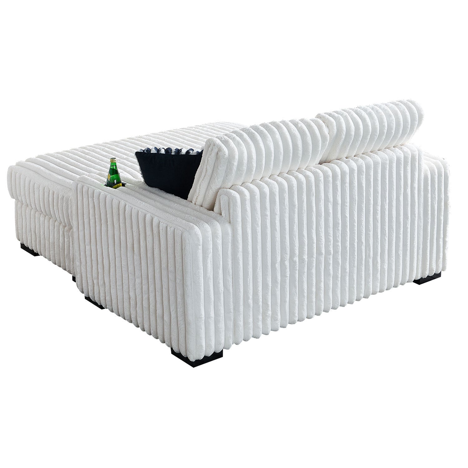 61.42Inch Square Arm Loveseat With Ottoman, 2PCS Back Cushions and 4PCS Toss Pillows, Cup Holder,Bluetooth Speaker,Wireless Charger,USB Ports for Living Room and Bedroom,Beige - Grand Goldman Shop