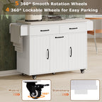 K&K Kitchen Island with Trash Can Storage Cabinet, Kitchen Cart with Drop Leaf, Spice Rack, Towel Rack and Drawer, Rolling Kitchen Island on Wheels with Adjustable Shelf, White - Grand Goldman Shop