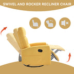 Manual Recliner Chair with Rocker and Swivel in Fabric for Living Room, Yellow - Grand Goldman Shop
