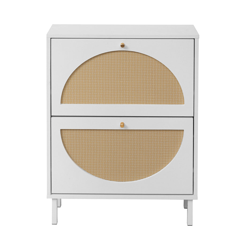 2 Door Shoe Rack, Rattan, Double Layer, Suitable for Living Room, Hallway - Grand Goldman Shop