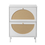 2 Door Shoe Rack, Rattan, Double Layer, Suitable for Living Room, Hallway - Grand Goldman Shop