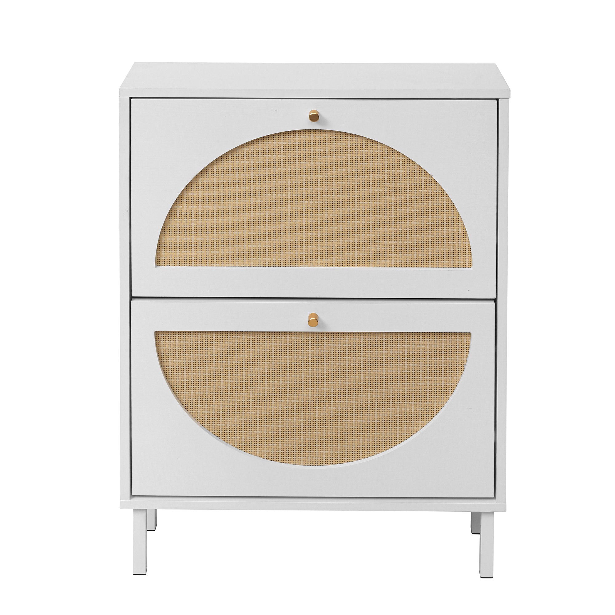 2 Door Shoe Rack, Rattan, Double Layer, Suitable for Living Room, Hallway - Grand Goldman Shop