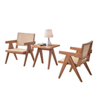 3-Piece Solid Wood Accent Chair Set and Matching End Table for Living Room or Balcony - Grand Goldman Shop