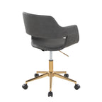 Contemporary Task Chair in Gold Metal and Grey Faux Leather | Premium Home Decor - Grand Goldman