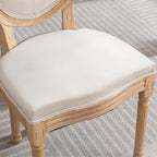 A&A Furniture,French Style Solid Wood Frame Antique Painting Linen Fabric Back Dining Chair,Set of 2,Beige,SW1845BG - Grand Goldman Shop