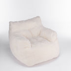 Ivory White Soft Teddy Fabric Tufted Foam Bean Bag Chair with Memory Sponge - Grand Goldman Shop