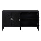 TREXM Retro Sideboard door with Circular Groove Design Round Metal Door Handle for Entrance, Dinning Room, Living Room (Black) - Grand Goldman Shop