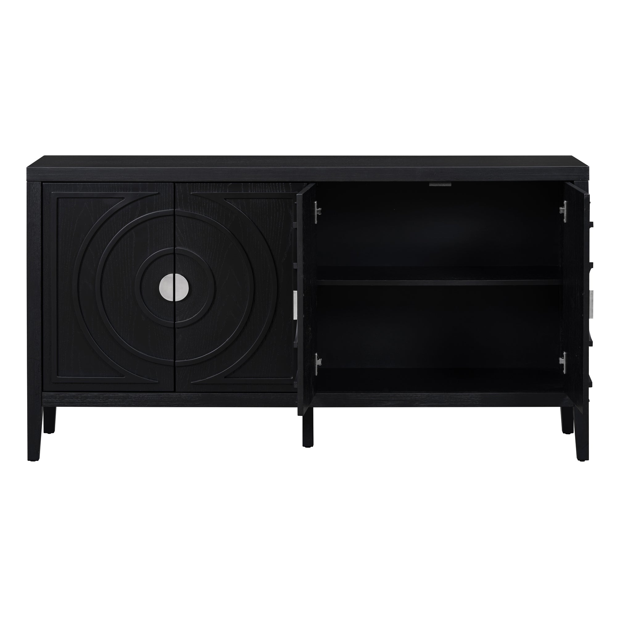 TREXM Retro Sideboard door with Circular Groove Design Round Metal Door Handle for Entrance, Dinning Room, Living Room (Black) - Grand Goldman Shop