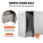 Pull Out Trash Drawer 13.4Wx26Hx19.6D Inch Lower Sliding Rails Stainless Steel Roll Out Trash Bin Pull Out Tray Outdoor Kitchen Trash Drawer with Handle for BBQ Island Grill Station - Grand Goldman Shop