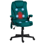 HOMCOM 6 Point Vibrating Massage Office Chair with Heat, Velvet High Back Executive Office Chair with Reclining Backrest, Pad
