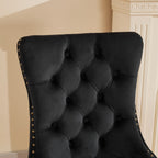 Mid-Century Modern Chairs with Lion Head Pull Ring,High-end Tufted Solid Wood Contemporary Velvet Upholstered Dining Chair with Golden Wooden Legs Nailhead Trim 2-Pcs Set,Black,SW1201BK - Grand Goldman Shop