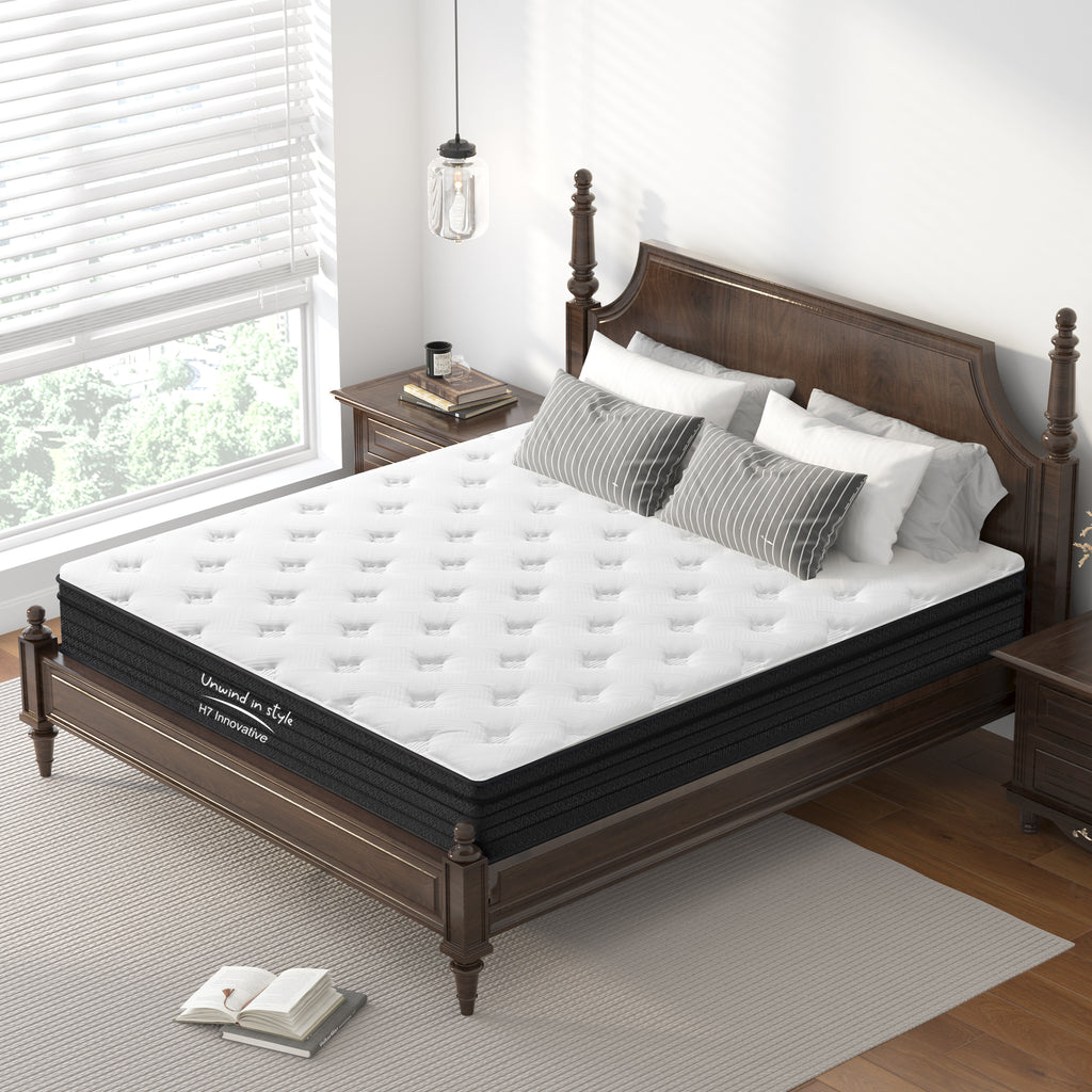 Queen Size Mattress,12 Inch Hybrid Mattress, Individually Pocketed Innerspring, Medium Firm - Grand Goldman Shop