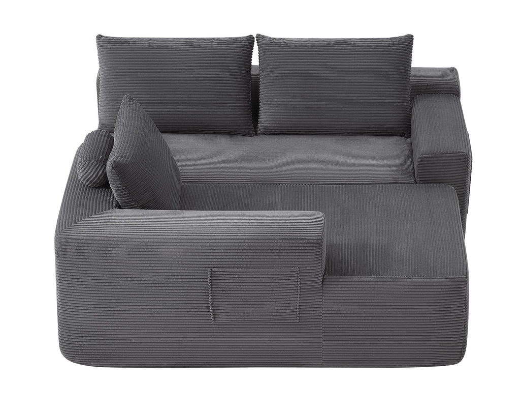 96.9' Cloud Sectional Couch with U-Shaped Chaise,Modern Modular Sofa with Deep Seat, Upholstered Couches for Living Room Bedroom,No Assembly Required,(Plush Corduroy Fabric),Grey-Blue-Left - Grand Goldman Shop