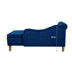 Navy Blue Chaise Lounge Indoor, Velvet Lounge Chair for Bedroom with Storage & Pillow, Modern Upholstered Rolled Arm Chase Lounge for Sleeping with Nailhead Trim for Living Room Bedroom Office - Grand Goldman Shop
