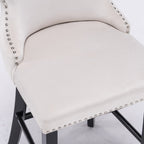 A&A Furniture,Contemporary Velvet Upholstered Wing-Back Barstools with Button Tufted Decoration and Wooden Legs, and Chrome Nailhead Trim, Leisure Style Bar Chairs,Bar stools, Set of 2 (Beige),SW1824B - Grand Goldman Shop