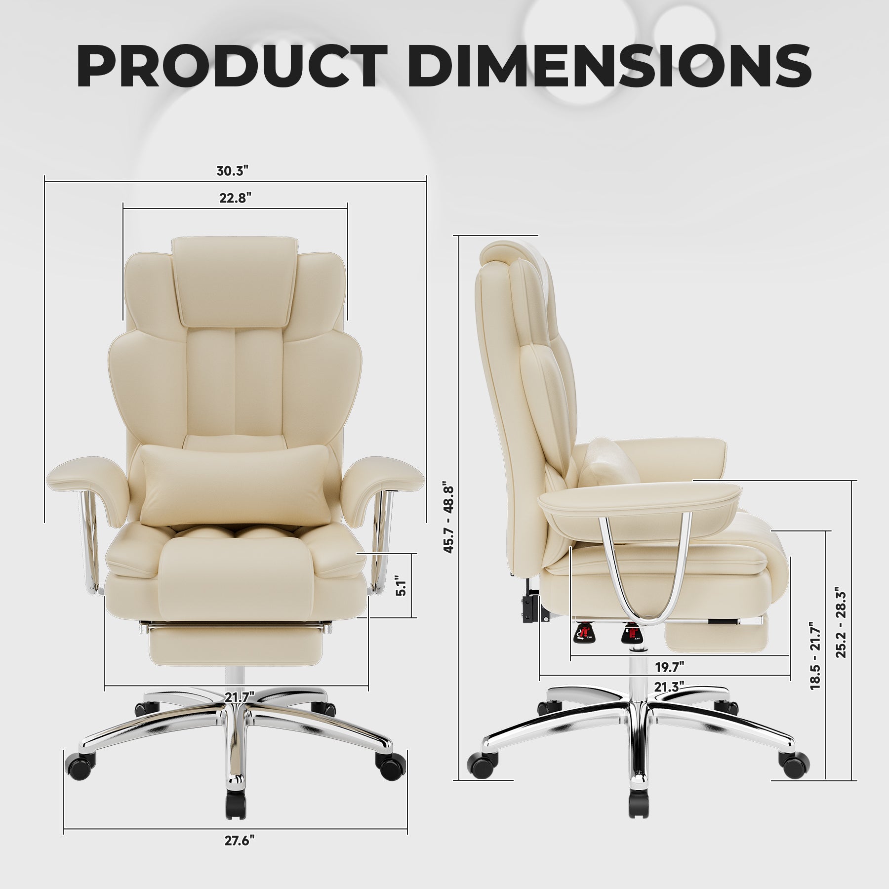 Office Chair, Big and Tall Executive Office Chair with Footrest, Leather Computer Chair, Ergonomic Reclining Chair High Back 