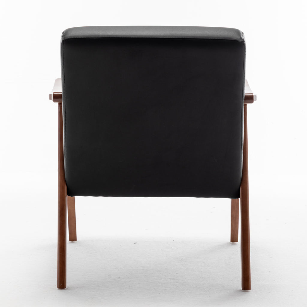 Mid-Century Modern Wingback Accent Chair with Solid Wood Frame and Extra-Thick Backrest – Lounge Chair for Living Room, Bedroom, or Reading Room - Grand Goldman Shop