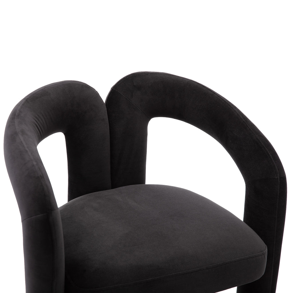 Contemporary Designed Velvet Fabric Upholstered Accent/Dining Chair /Barrel Side Chairs Kitchen Armchair for Living Room set of 2 (Black Velvet) - Grand Goldman Shop