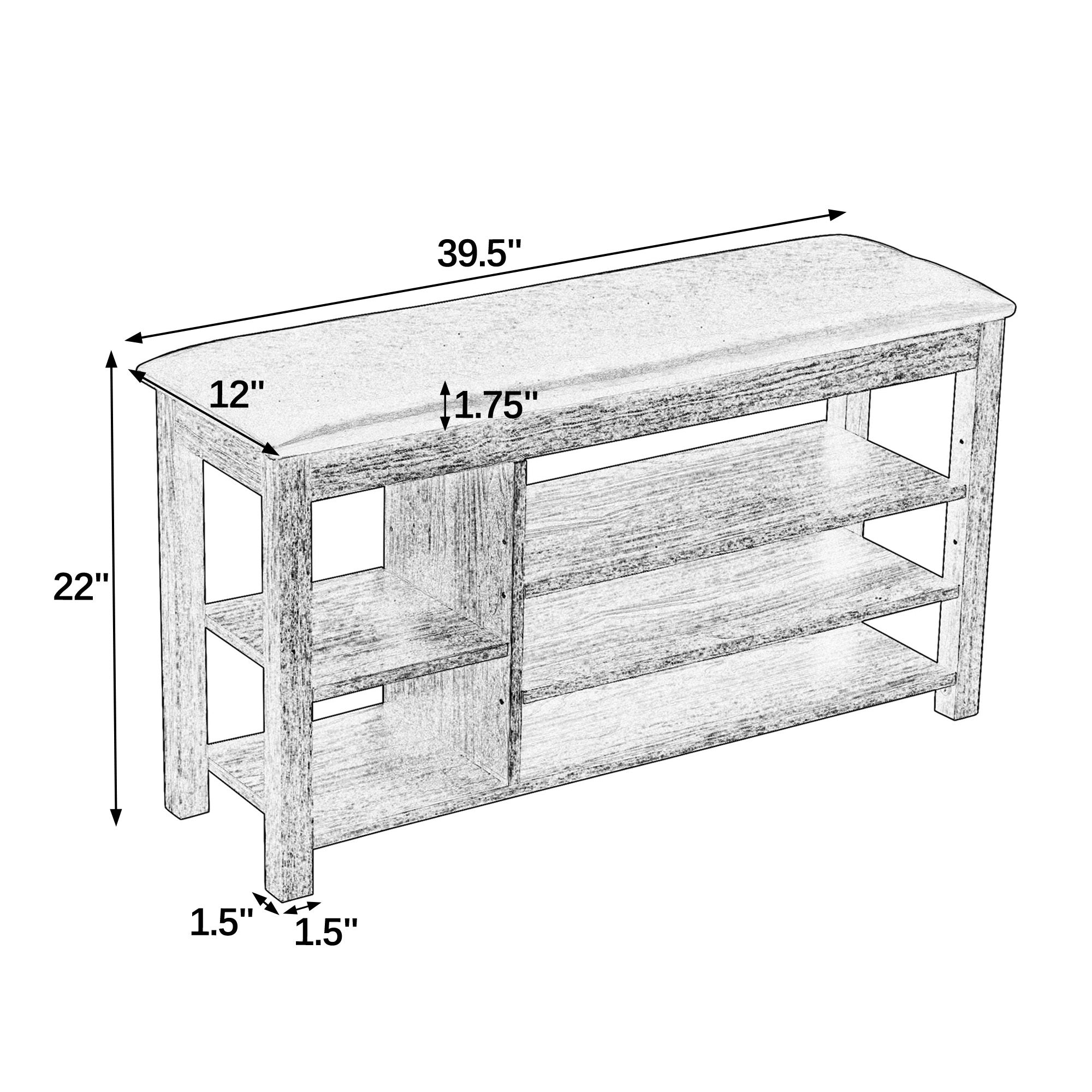 A height-adjustable long shoe-changing bench,made of natural rubberwood,comes with a comfortable seat,concealed storage space and large storage compartments. features natural wood grain.Brown - Grand Goldman Shop