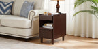 Wooden Bedside Table  with 1 Drawer Open Shelves, Wood Board Side Tables Storage Small Narrow Desk Chest of Drawer, Lamp Stand Nightstand Cabinet, Bedroom Living Room Home Furniture - Grand Goldman Shop