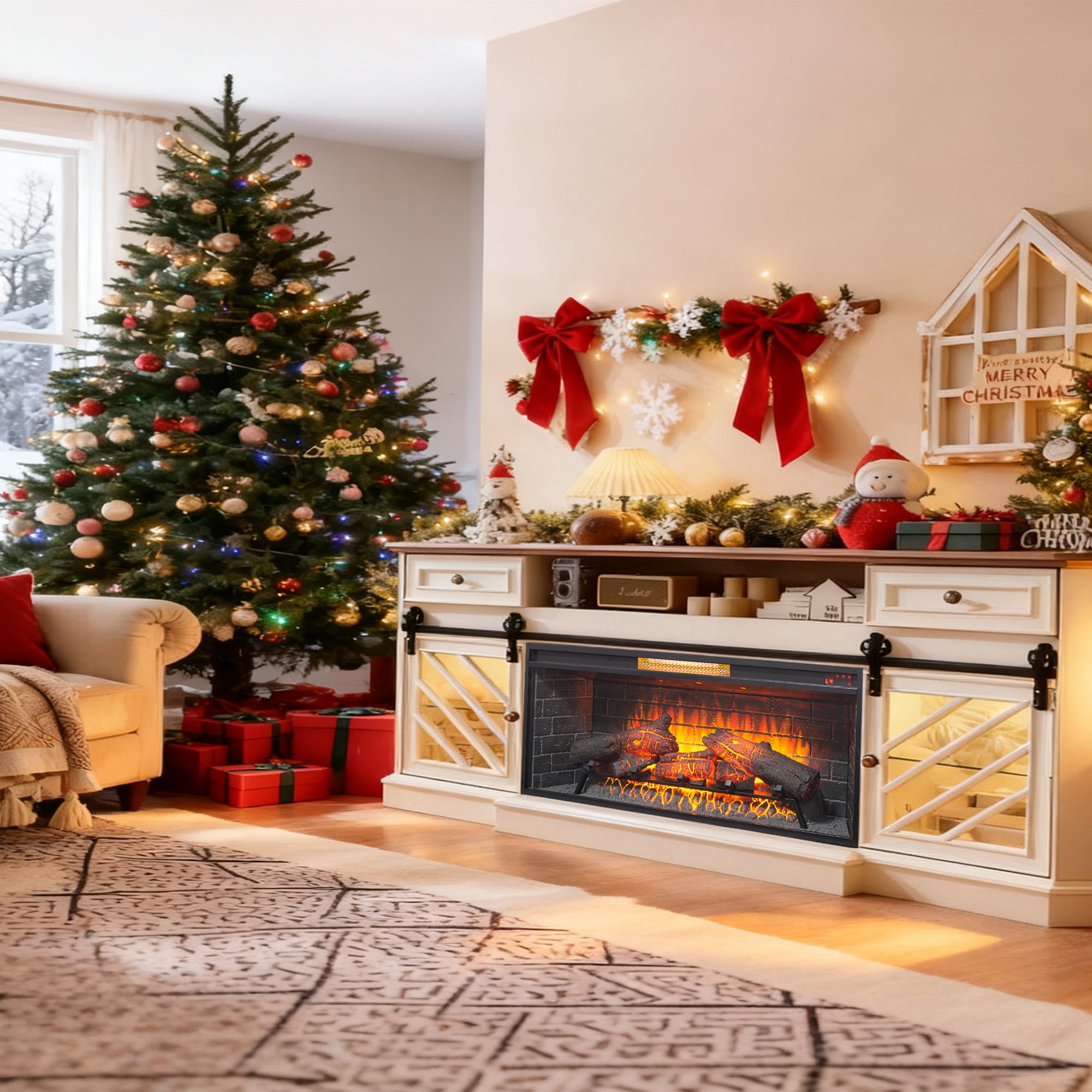 42 inch Infrared Electric Fireplace with Removable Trim kit Insert, Touch Panel Home Decor Heater - Grand Goldman Shop