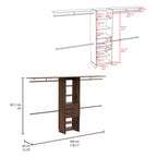 Plego 69'W - 118'W Drawers Closet System, Five Shelves, Four Hanging Rods, Three Drawers -Dark Walnut - Grand Goldman Shop