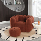 Soft Chenille Bean Bag Chair with High Resilient Foam for Living Room and Bedroom, Comfortable Square Lazy Sofa with Footstool for Adults - Grand Goldman Shop