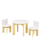 Kids Table and Chair Set, 3-Piece Toddler Table with 2 Chairs, Cute Bear-Back Chairs, Sturdy Wooden Activity Table Set for Ki
