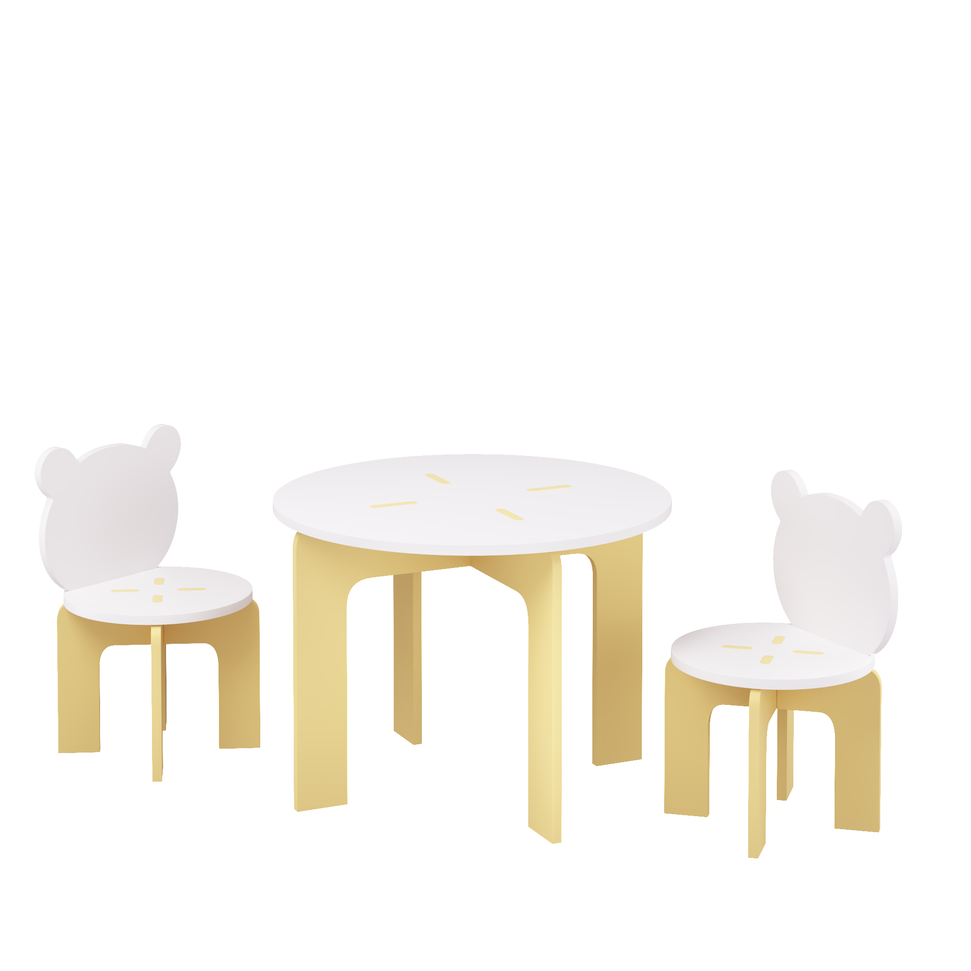 Kids Table and Chair Set, 3-Piece Toddler Table with 2 Chairs, Cute Bear-Back Chairs, Sturdy Wooden Activity Table Set for Ki