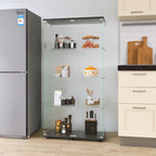 Two-door Glass Display Cabinet 4 Shelves with Door, Floor Standing Curio Bookshelf for Living Room Bedroom Office,  64.7'*31.