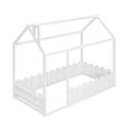 {Slats are not included}Twin Size Wood Bed House Bed Frame with Fence,for Kids,Teens, Girls,Boys {White}{OLD SKU:WF194274AAK} - Grand Goldman Shop