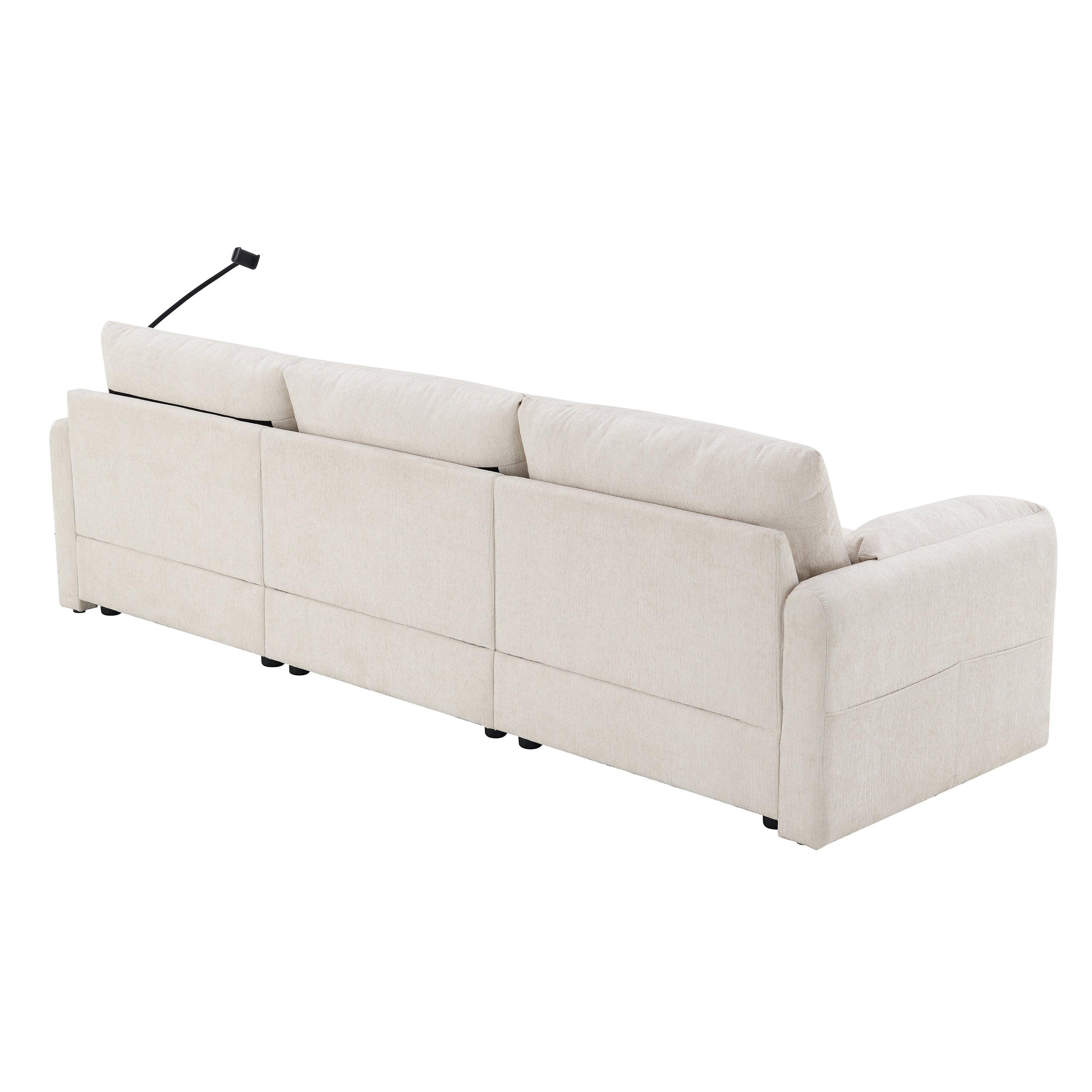 [VIDEO]96.5'' L-Shaped Sectional Sofa with Storage Ottoman and Pockets, Adjustable Phone Holder, USB Charger, Elephant Ear-Shaped Armrests, Comfy Seat for Living Room&Apartment, Chenille, 3 Colors - Grand Goldman Shop