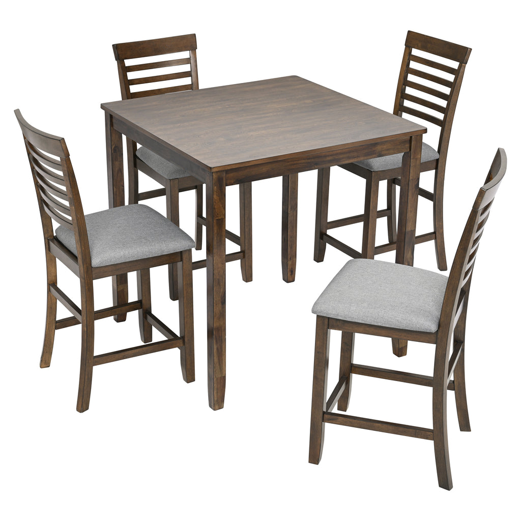 Wooden Dining Square Table, Kitchen Table for Small Space, 4 Person Counter Height Table, Walnut ONLY THE TABLE - Grand Goldman Shop