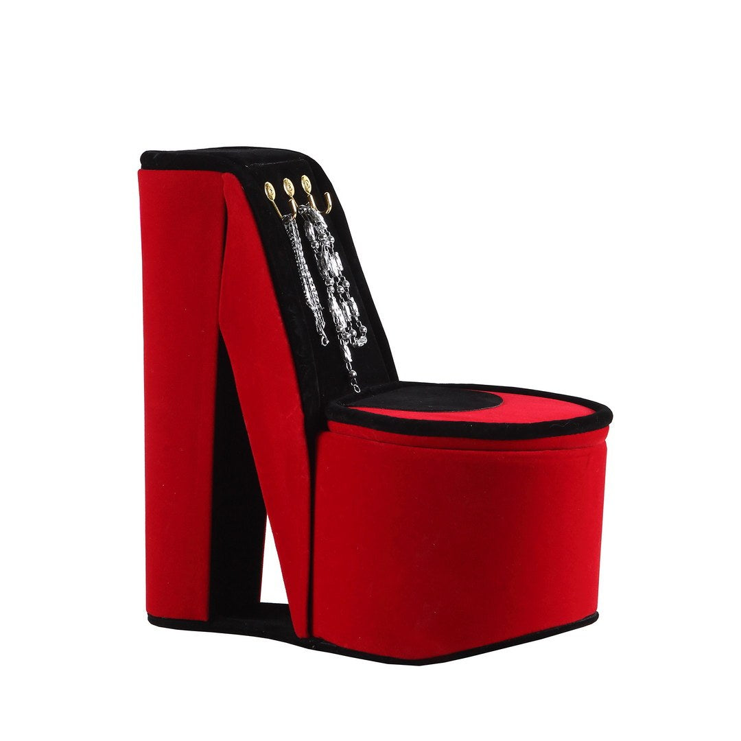 9' Tall Display Jewelry Box with Hooks, High Heel Shoe Design, Red Velvet - Grand Goldman Shop