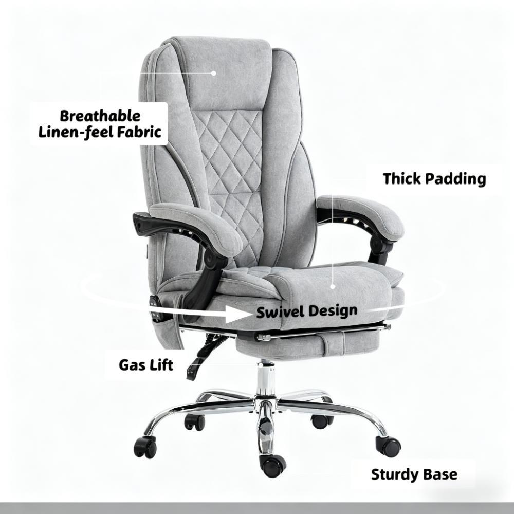 Heated Reclining Chair,Massage Office Chair with Adjustable Height,Footrest - Grand Goldman