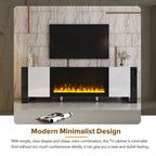 ON-TREND Modern TV Stand with 34.2' Non-heating Electric Fireplace, High Gloss Entertainment Center with 2 Cabinets, Media Console for TVs up to 78', White - Grand Goldman Shop