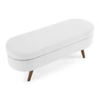 Ottoman Oval Storage Bench,Rubber Wood Legs,White(43.5'x16'x16') - Grand Goldman Shop