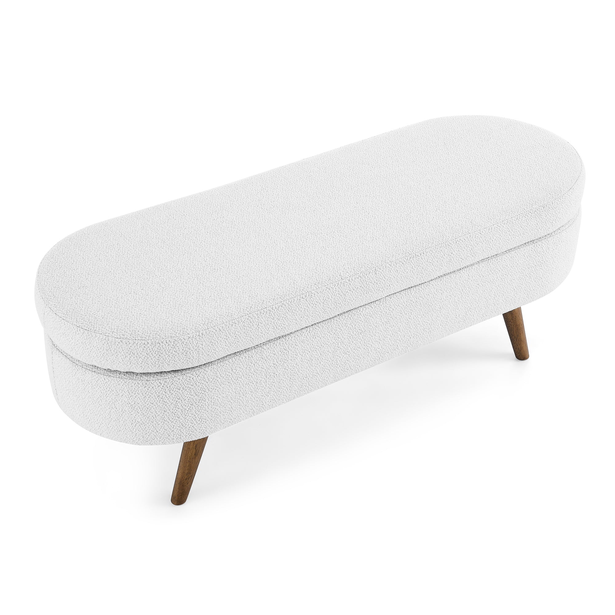 Ottoman Oval Storage Bench,Rubber Wood Legs,White(43.5'x16'x16') - Grand Goldman Shop