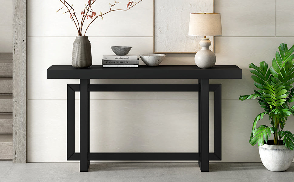 U_STYLE 59.1'' Painted Entryway Table with Pine Veneer,Unique Triple Rectangle Design Console Table with Thick Pine Wood Legs,Extra Long Sofa Table Versatile for Hallway, Living Room,Kitchen - Grand Goldman Shop