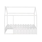 {Slats are not included}Twin Size Wood Bed House Bed Frame with Fence,for Kids,Teens, Girls,Boys {White}{OLD SKU:WF194274AAK} - Grand Goldman Shop