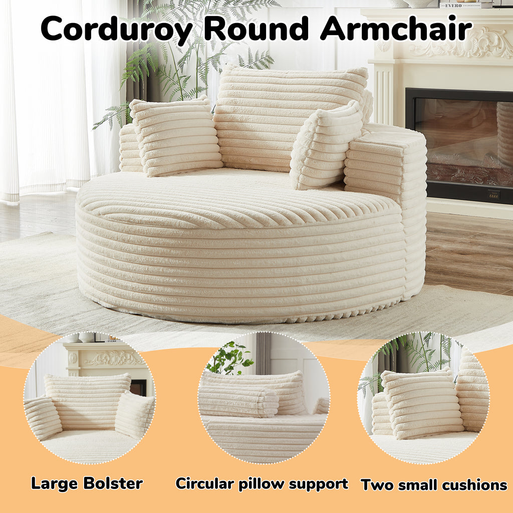 55'L Corduroy Sponge single sofa,No Assembly Required,Fluffy Modern Sleeper Chair for Living room, Bedroom, Lounge and Projection Room(Not a swivel chair.) - Grand Goldman Shop
