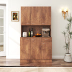 70.87' Tall Wardrobe& Kitchen Cabinet, with 6-Doors, 1-Open Shelves and 1-Drawer for bedroom,Walnut - Grand Goldman Shop